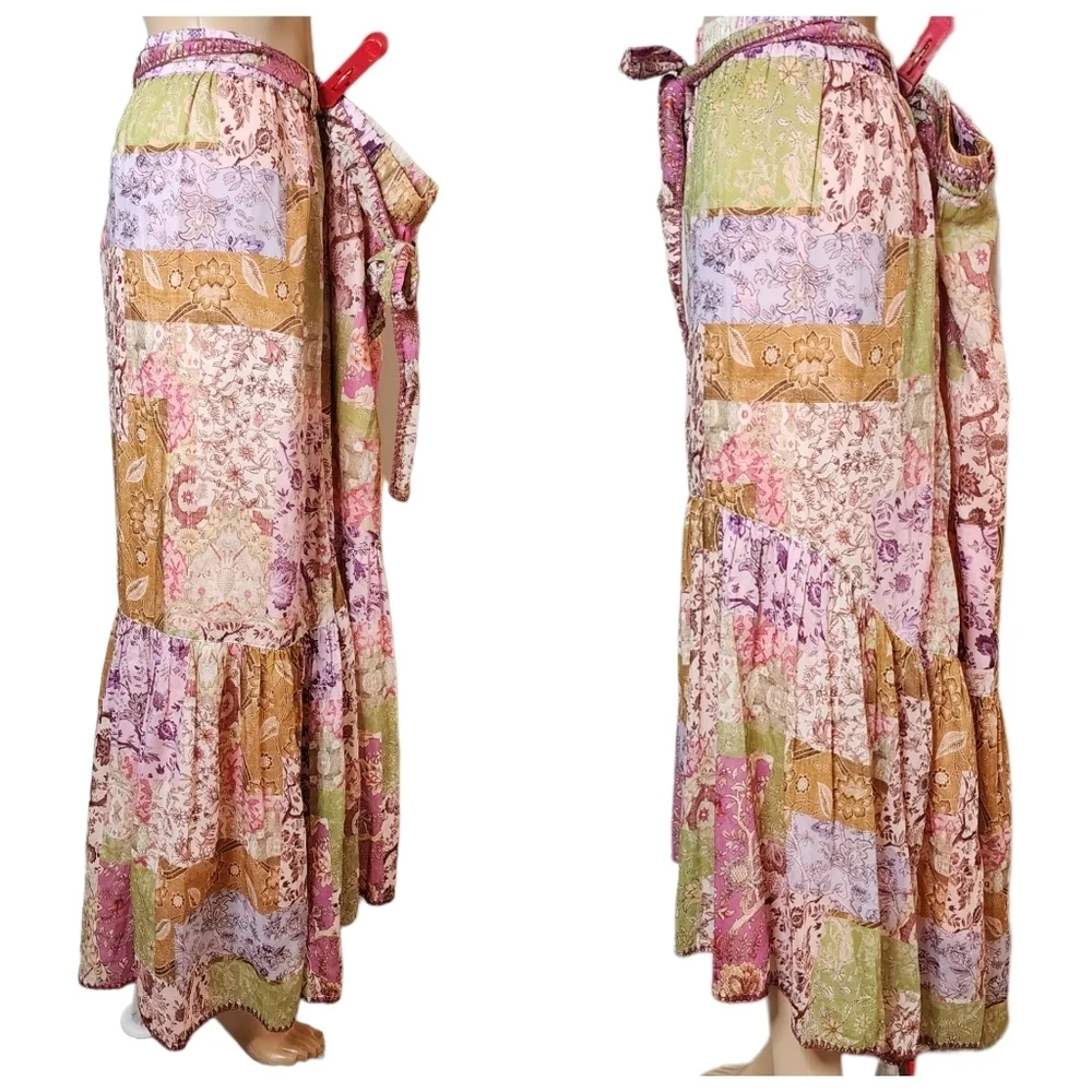 Johnny Was River Tiered Maxi Skirt Pull On Belted Silk Cotton Size XL - Picture 5 of 13